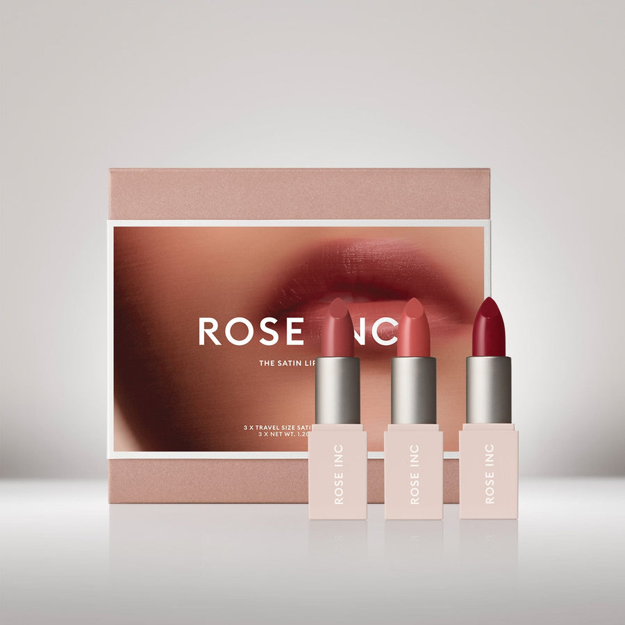 Rose Inc Signature Gift Set - Satin Lip Trio featuring three shades of the mini Satin Lipstick